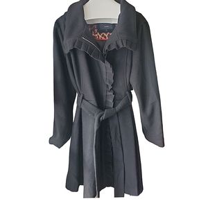 Steve Madden Black Ruffle Wrap Coat 2X